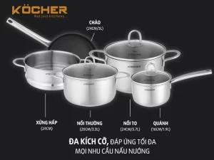 BỘ NỒI 5 MÓN KOCHER MUNICH - 1 BỘ NỒI 5 MÓN KOCHER MUNICH