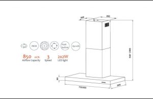 Máy Khử Mùi Ống Khói TOMATE TOM 3020 (90 cm)