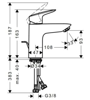VÒI LAVABO HANSGROHE LOGIS 100 589.52.402 - 3