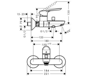 BỘ TRỘN BỒN TẮM HANSGROHE LOGIS E 589.52.431 - 3