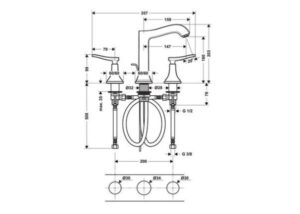 VÒI LAVABO 3 LỖ HANSGROHE METROPOL CLASSIC 160 589.54.605 - 3