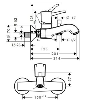 BỘ TRỘN NỔI 2 ĐƯỜNG NƯỚC HANSGROHE METROPOL CLASSIC 589.54.611 - 3