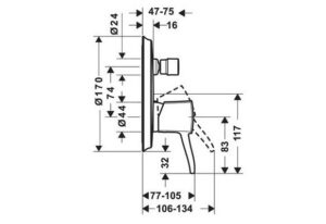 TRỌN BỘ BỘ TRỘN ÂM 2 ĐƯỜNG NƯỚC HANSGROHE METROPOL CLASSIC 589.54.618 - 3