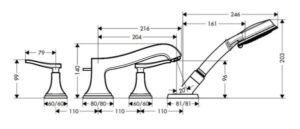 TRỌN BỘ BỘ TRỘN BỒN TẮM 4 LỖ HANSGROHE METROPOL CLASSIC 589.54.620 - 3