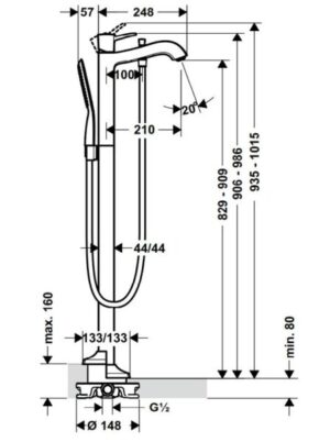 TRỌN BỘ BỘ TRỘN BỒN TẮM ĐẶT SÀN HANSGROHE METROPOL CLASSIC 589.54.621 - 3