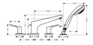 TRỌN BỘ BỘ TRỘN BỒN TẮM 4 LỖ HANSGHORE FOCUS 589.54.707 - 3