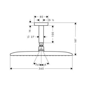 Sen đầu gắn trần Hansgrohe Raindance E 360 Hafele 589.52.618 - 5 Sen đầu gắn trần Hansgrohe Raindance E 360 Hafele 589.52.618 - 4