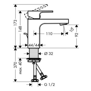 Vòi lavabo Hansgrohe Vernis 100 Hafele 589.53.868 - 3