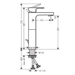 Vòi lavabo Hansgrohe Vernis 230 Hafele 589.53.869 - 3