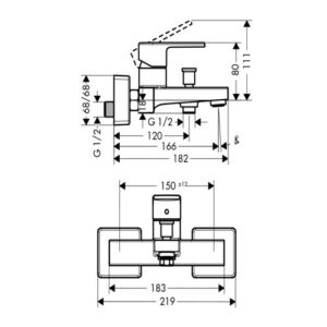 Bộ trộn nổi 2 đường nước Vernis Hansgrohe Hafele 589.53.870 - 3