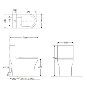 Bồn cầu 1 khối Basics TIDE - 3