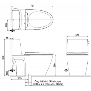Bàn cầu kết hợp nắp rửa cơ INAX AC-912+CW-S32VN - 3