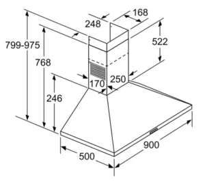 MÁY HÚT MÙI GẮN TƯỜNG BOSCH DWB96DM50 SERIE 4 NGANG 90CM - 1 MÁY HÚT MÙI GẮN TƯỜNG BOSCH DWB96DM50 SERIE 4 NGANG 90CM
