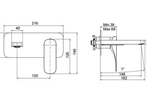 Vòi lavabo âm tường Anista MS: 589.02.153 - 3