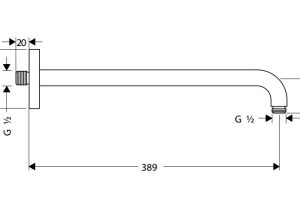 Tay sen E 389mm Hansgrohe 589.52.629 - 3