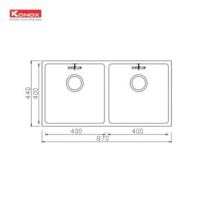 CHẬU RỬA CHÉN BÁT KONOX UNDERMOUNT CUBE 8744DU - 6