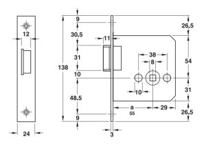 Thân khóa lưỡi gà Hafele 911.23.370 - 4 Thân khóa lưỡi gà Hafele 911.23.370 - 3