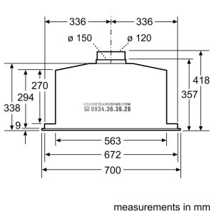 MÁY HÚT MÙI ÂM TỦ BOSCH DHL785C SERIE 6 NGANG 70CM - 10 MÁY HÚT MÙI ÂM TỦ BOSCH DHL785C SERIE 6 NGANG 70CM - 9
