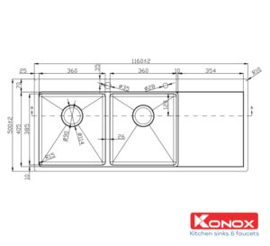 CHẬU RỬA CHÉN BÁT KONOX WORKSTATION APRON SINK KN8751DA Retta - 5