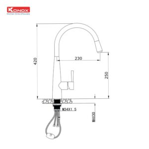 VÒI RỬA CHÉN BÁT RÚT DÂY KONOX KN1901B BLACK - 6 VÒI RỬA CHÉN BÁT RÚT DÂY KONOX KN1901B BLACK - 5
