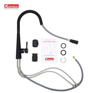 VÒI RỬA CHÉN BÁT RÚT DÂY KONOX KN1901B BLACK - 8 VÒI RỬA CHÉN BÁT RÚT DÂY KONOX KN1901B BLACK - 7