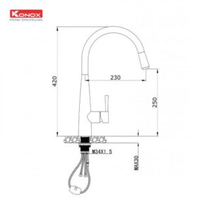 VÒI RỬA CHÉN BÁT RÚT DÂY KONOX KN1901N NICKEL - 6 VÒI RỬA CHÉN BÁT RÚT DÂY KONOX KN1901N NICKEL - 5