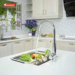 VÒI RỬA CHÉN BÁT RÚT DÂY KONOX KN1901C CHROME - 9