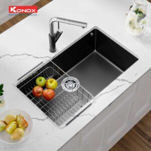 CHẬU RỬA CHÉN BÁT KONOX GRANITE NAROS 760S-BLACK - 9