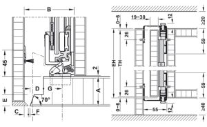 Cửa trượt xoay bằng gỗ cao 1250 – 1850 mm Hafele 408.30.590 - 4