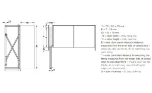 Cửa trượt xoay lắp bên trái (lọt lòng/trùm ngoài) cao 1250 – 1850 mm Hafele 408.31.008 - 3