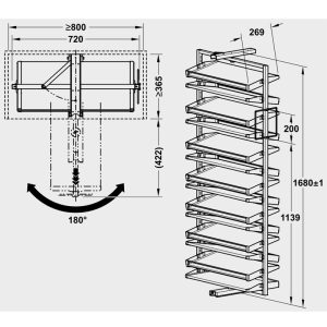 Kệ để giày màu xám cao 1680mm Hafele 806.22.501 - 3