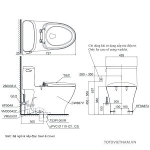 Bồn cầu 1 khối TOTO MS887RE2 - 3