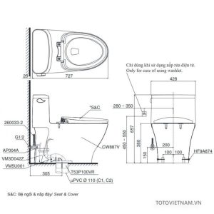 Bồn cầu 1 khối TOTO MS887RT2 - 4 Bồn cầu 1 khối TOTO MS887RT2 - 3
