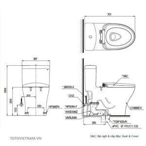 Bồn cầu 1 khối TOTO MS889DRE2 - 4 Bồn cầu 1 khối TOTO MS889DRE2 - 3