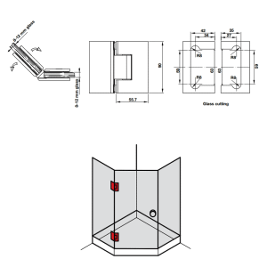 Bản lề Kính – Kính 135° Chrome bóng Hafele 981.77.904 - 3