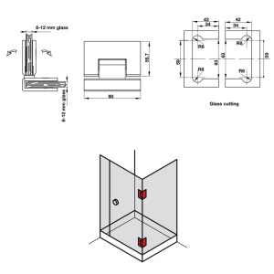 Bản lề Kính – Kính 90 độ Chrome bóngHafele 981.77.906 - 3