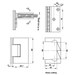 Bản lề kính – kính 90 độ màuChrome bóng Hafele 981.77.908 - 4 Bản lề kính – kính 90 độ màuChrome bóng Hafele 981.77.908 - 3
