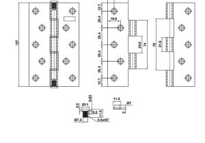 Bản lề lá BAUMA Inox mờ (304) 127x89x2.5mm 926.20.348 - 3