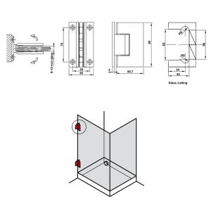 Bản lề Tường – Kính 90 độ màu đen Hafele 981.77.901 - 3
