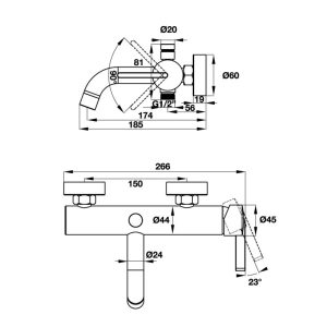 Bộ trộn bồn tắm lắp nổi ROOTS Hafele 495.61.145 - 4 Bộ trộn bồn tắm lắp nổi ROOTS Hafele 495.61.145 - 3