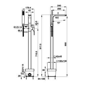 Bộ trộn bồn tắm đặt sàn REGAL 495.61.128 - 4 Bộ trộn bồn tắm đặt sàn REGAL 495.61.128 - 3