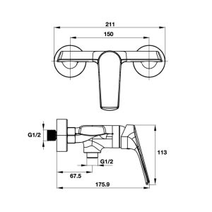 Bộ trộn sen tắm nổi 1 đường nước VIGOR Häfele 495.61.141 - 3