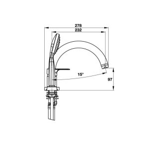 Bộ trộn bồn tắm 4 lỗ Active Hafele 589.02.736 - 6