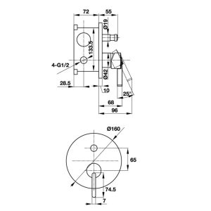 Bộ trộn sen tắm âm 2 đường nước Roots Hafele 495.61.147 - 3
