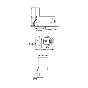 Bồn cầu một khối Sapporo 588.79.409 - 4 Bồn cầu một khối Sapporo 588.79.409 - 3