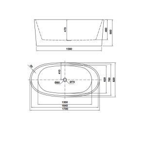 Bồn tắm độc lập Nagoya hình bầu dục 1700 588.99.620 - 7 Bồn tắm độc lập Nagoya hình bầu dục 1700 588.99.620 - 6