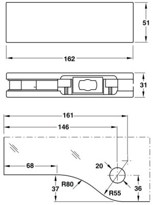Kẹp kính dưới Inox bóng 981.00.001 - 4 Kẹp kính dưới Inox bóng 981.00.001 - 3