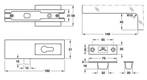 Kẹp khóa sàn inox mờ 981.00.400 - 4 Kẹp khóa sàn inox mờ 981.00.400 - 3