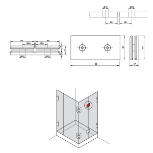 Kẹp Kính – Kính 180 độ màu đen Hafele 981.77.913 - 3