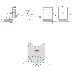 Kẹp Kính – Kính 90 độ Chrome bóng Hafele 981.77.916 - 3